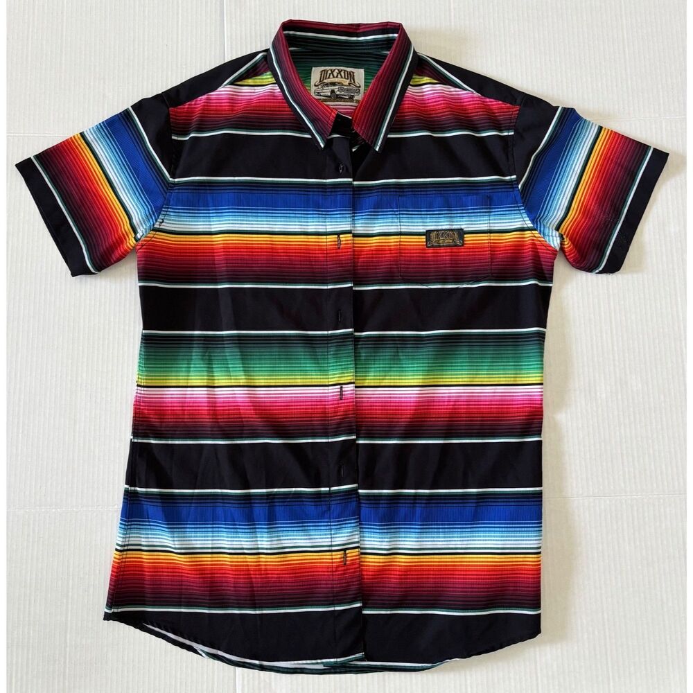 Dixxon Women’s Low Low Party Shirt 2X Serape Stripe Short Sleeve Button Up